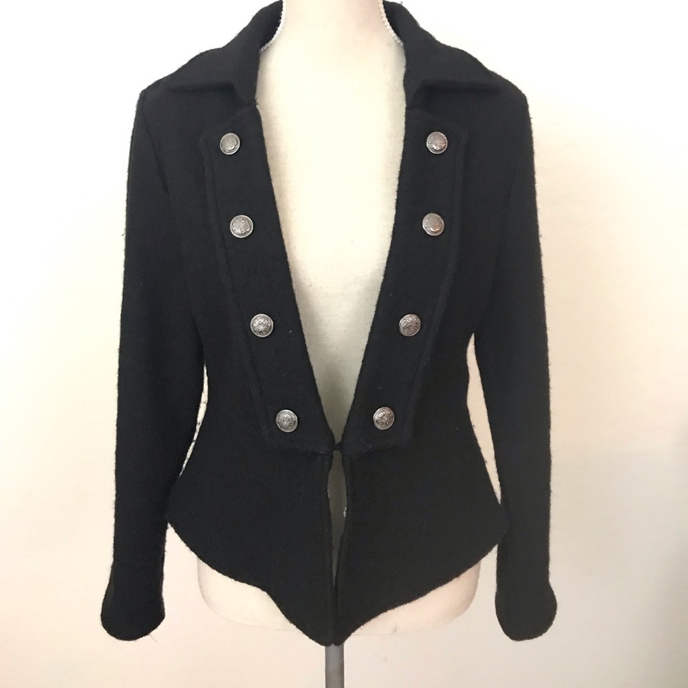 LA SEINE Black Silver Button Hook Closure Jacket